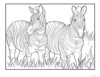 Zebra Friends Coloring Page