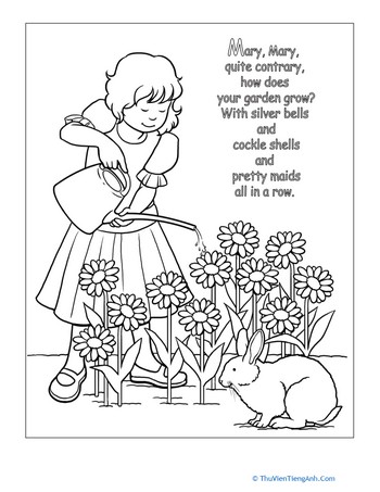 Nursery Rhyme Coloring: Mary, Mary, Quite Contrary