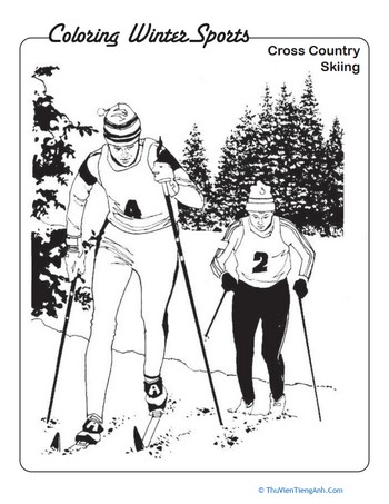 Cross-Country Skiing Coloring Page