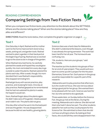 Comparing Settings from Two Fiction Texts
