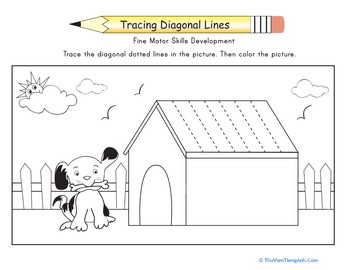 Complete the Dog House: Trace the Diagonal Lines