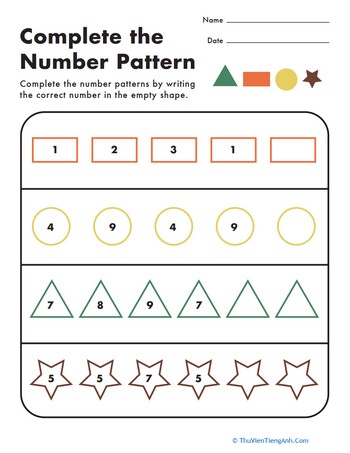 Complete the Number Pattern