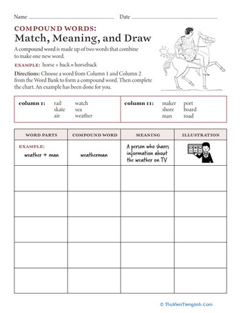 Compound Words: Match, Meaning, and Draw