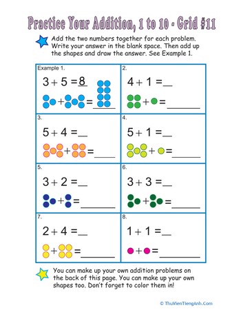 Count the Dots: Single-Digit Addition 11