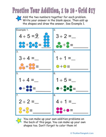 Count the Dots: Single-Digit Addition 17