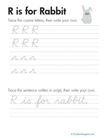 Cursive Handwriting: “R” is for Rabbit