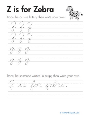 Cursive Handwriting: “Z” is for Zebra