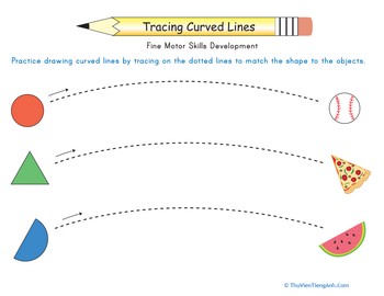 Curved Line Tracing: Match the Shapes and Objects