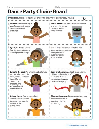 Dance Party Choice Board