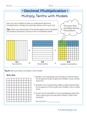 Decimal Multiplication: Multiply Tenths with Models