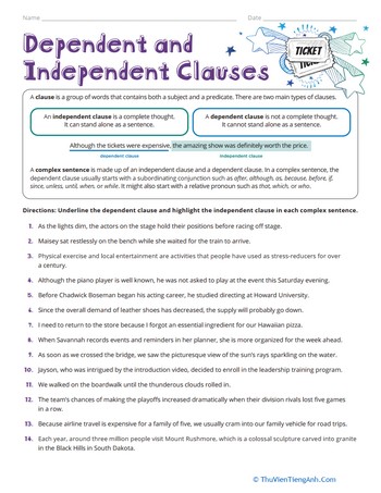 Dependent and Independent Clauses
