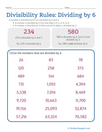 Divisibility Rules: Dividing by 6
