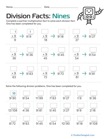 Division Facts: Nines