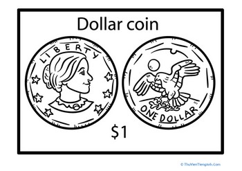Dollar Coin Coloing Page
