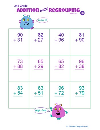 Double Digits! Practice Vertical Addition with Regrouping 19