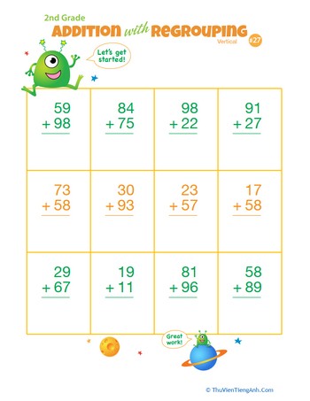 Double Digits! Practice Vertical Addition with Regrouping 27