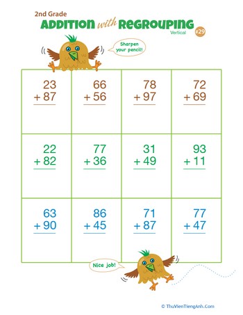 Double Digits! Practice Vertical Addition with Regrouping 29
