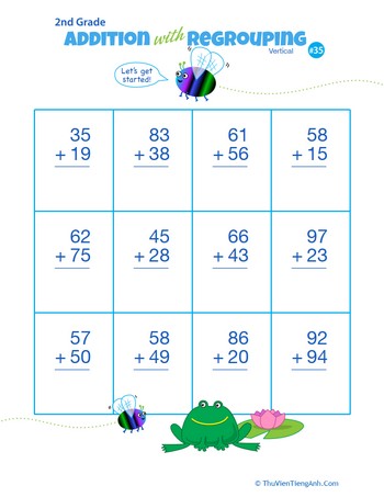 Double Digits! Practice Vertical Addition with Regrouping 35
