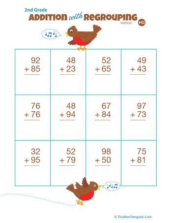 Double Digits! Practice Vertical Addition with Regrouping 42