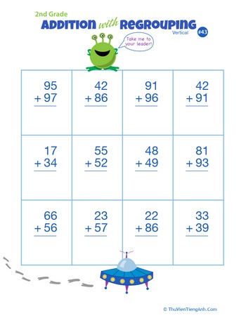 Double Digits! Practice Vertical Addition with Regrouping 43