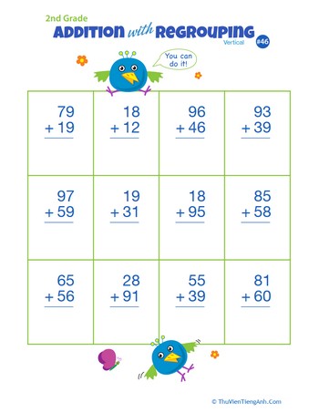Double Digits! Practice Vertical Addition with Regrouping 46