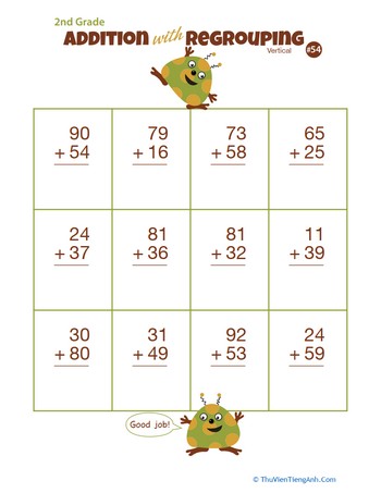 Double Digits! Practice Vertical Addition with Regrouping 54