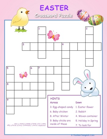Easter Crossword Puzzle for Kids
