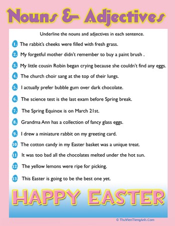 Easter Noun & Adjectives #10