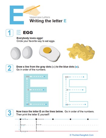 E is for Eggs! Practice Writing the Letter E