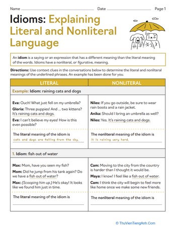 Idioms: Explaining Literal and Nonliteral Language