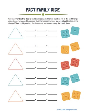 Fact Family Triangles with Dice