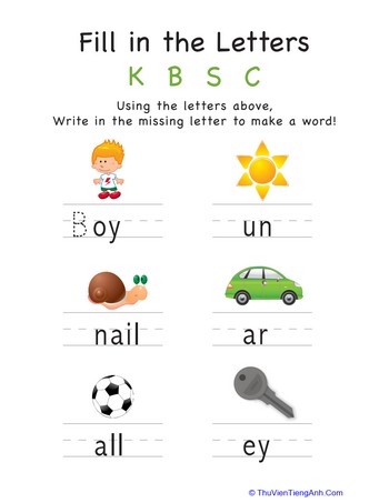 Fill in the Letters: K B S C