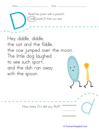 Find the Letter D: Hey Diddle Diddle