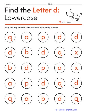 Find the Letter d: Lowercase