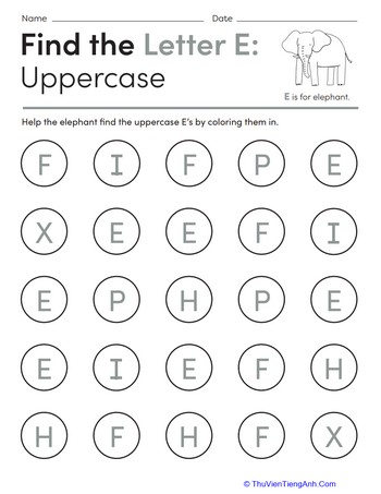 Find the Letter E: Uppercase