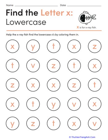 Find the Letter x: Lowercase