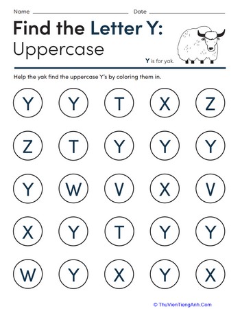 Find the Letter Y: Uppercase