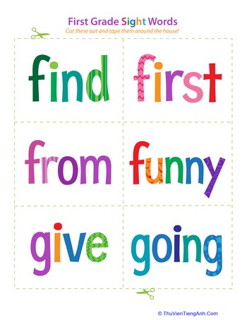 First Grade Sight Words: Find to Going