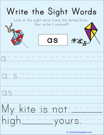 Write the Sight Words: “As”