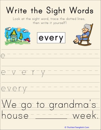 Write the Sight Words: “Every”