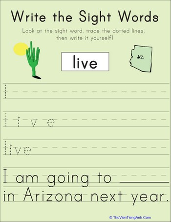 Write the Sight Words: “Live”