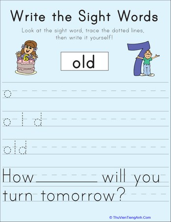 Write the Sight Words: “Old”
