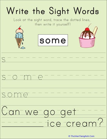 Write the Sight Words: “Some”