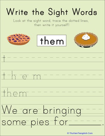 Write the Sight Words: “Them”