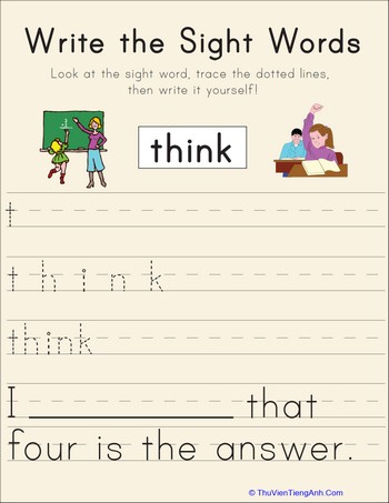 Write the Sight Words: “Think”