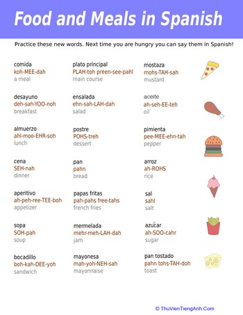Food Items in Spanish