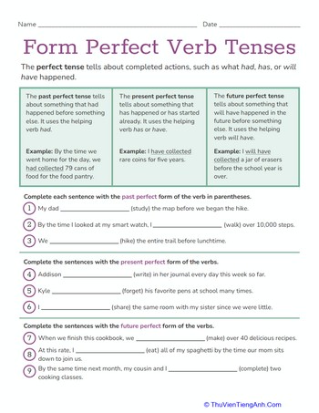 Form Perfect Verb Tenses