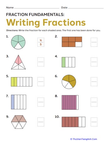 Writing Fractions: Fraction Fundamentals
