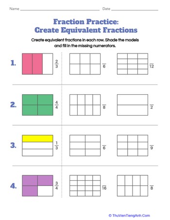 Fraction Practice: Create Equivalent Fractions