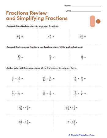 Fractions Review and Simplifying Fractions